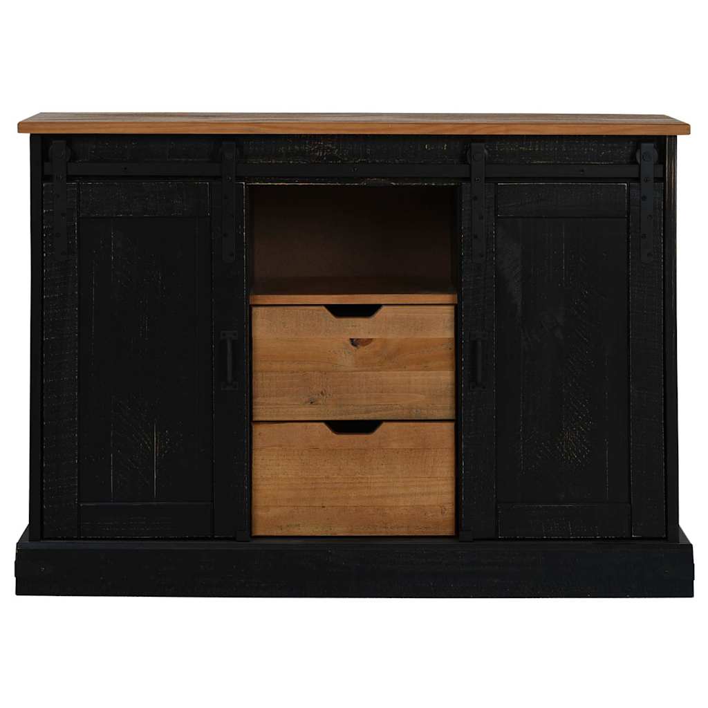 vidaXL Dressoir HALDEN 2 schuifdeuren 112x40x80 cm massief hout zwart