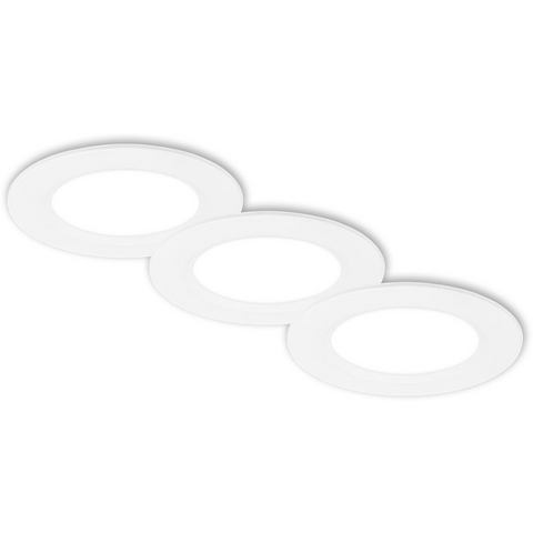 Briloner LED-Einbauleuchte Jeft, Ø 9cm, weiß, 3er-Set, ein/aus, starr