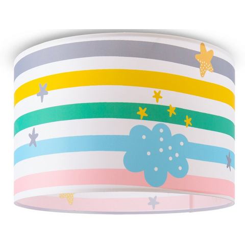 Paco Home Plafondlamp Tweet 462 Lamp kinderkamer babykamer plafondlamp strepen regenboog E27