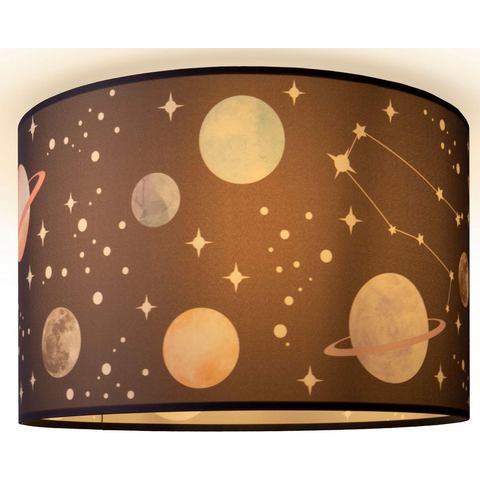 Paco Home Plafondlamp Hugo Cosmo Kinderkamer plafondlamp kinder lamp ruimte planeet stoffen kap