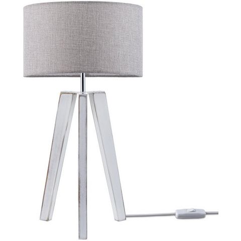 Paco Home Tafellamp Canvas uni Color Vloerlamp vintage voet LED lamp woonkamer Scandinavisch ontwerp E27