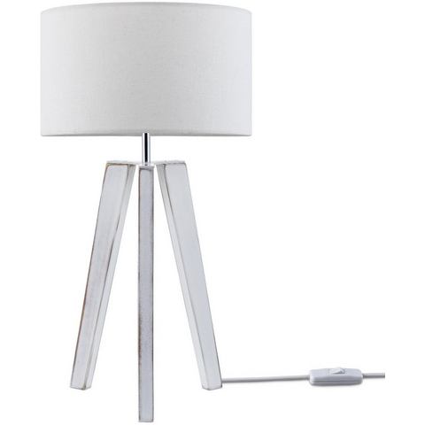 Paco Home Tafellamp Canvas uni Color Vloerlamp vintage voet LED lamp woonkamer Scandinavisch ontwerp E27