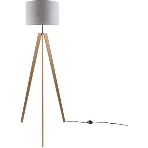 Paco Home Staande lamp Canvas uni Color Vloerlamp vintage voet LED lamp woonkamer Scandinavisch ontwerp E27