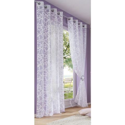 My home Gordijn Tanaro 2-delige set, bedrukt met lusmotief, polyester (2 stuks)