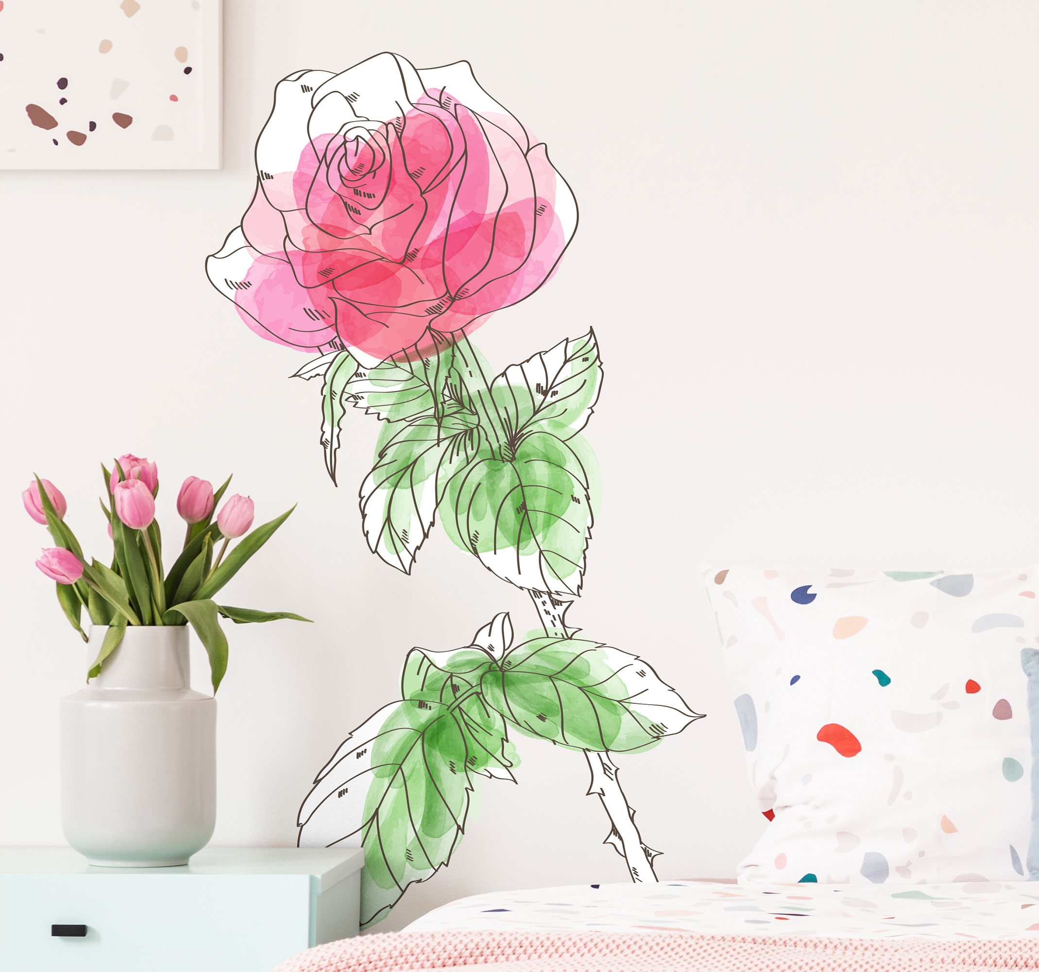 Tenstickers Muurstickers bloemen Roos