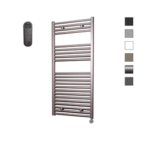 Sanicare HVS elektrische radiator 45x112cm inox-look met afstandsbediening en thermostaat chroom rechtsonder