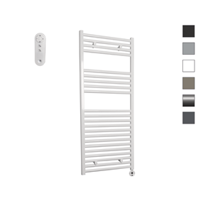 Sanicare HVS elektrische radiator 45x112cm wit met afstandsbediening en thermostaat wit rechtsonder