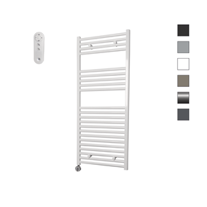 Sanicare HVS elektrische radiator 60x112cm wit met afstandsbediening en thermostaat chroom linksonder