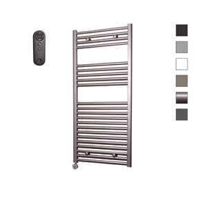 Sanicare HVS elektrische radiator 60x112cm inox-look met afstandsbediening en thermostaat chroom linksonder