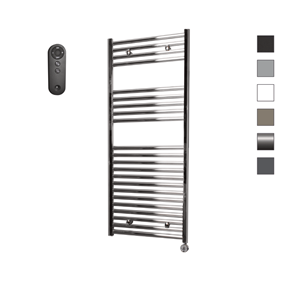 Sanicare HVS elektrische radiator 60x112cm chroom met afstandsbediening en thermostaat chroom rechtsonder