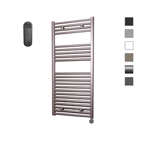 Sanicare HVS elektrische radiator 60x112cm inox-look met afstandsbediening en thermostaat zwart rechtsonder