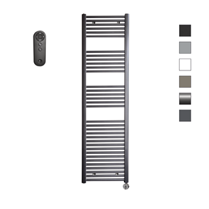 Sanicare HVS elektrische radiator 45x172cm gunmetal met afstandsbediening en thermostaat chroom rechtsonder