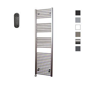 Sanicare HVS elektrische radiator 45x172cm inox-look met afstandsbediening en thermostaat chroom linksonder
