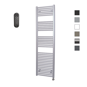 Sanicare HVS elektrische radiator 45x172cm zilvergrijs met afstandsbediening en thermostaat chroom rechtsonder