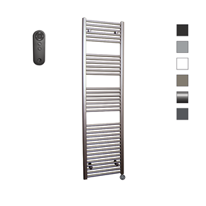 Sanicare HVS elektrische radiator 45x172cm inox-look met afstandsbediening en thermostaat zwart rechtsonder