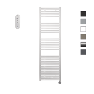 Sanicare HVS elektrische radiator 60x172cm wit met afstandsbediening en thermostaat chroom rechtsonder