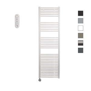 Sanicare HVS elektrische radiator 60x172cm wit met afstandsbediening en thermostaat chroom linksonder