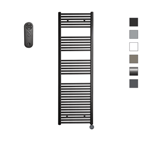 Sanicare HVS elektrische radiator 60x172cm zwart mat met afstandsbediening en thermostaat zwart rechtsonder