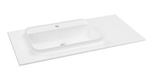 Sapho Brahea wastafel 100x50cm solid surface wit mat met brede rand en kraangat links