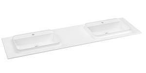 Sapho Brahea dubbele wastafel 180x50cm solid surface wit mat met smalle rand en kraangat