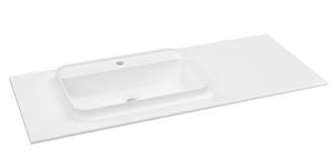 Sapho Brahea wastafel 120x50 solid surface wit mat met brede rand en kraangat links