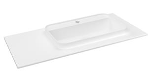 Sapho Brahea wastafel 95x50cm solid surface wit mat met smalle rand en kraangat rechts