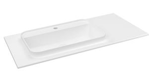 Sapho Brahea wastafel 95x50cm solid surface wit mat met smalle rand en kraangat links