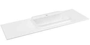 Sapho Brahea wastafel 130x50cm solid surface wit mat met brede rand en kraangat rechts