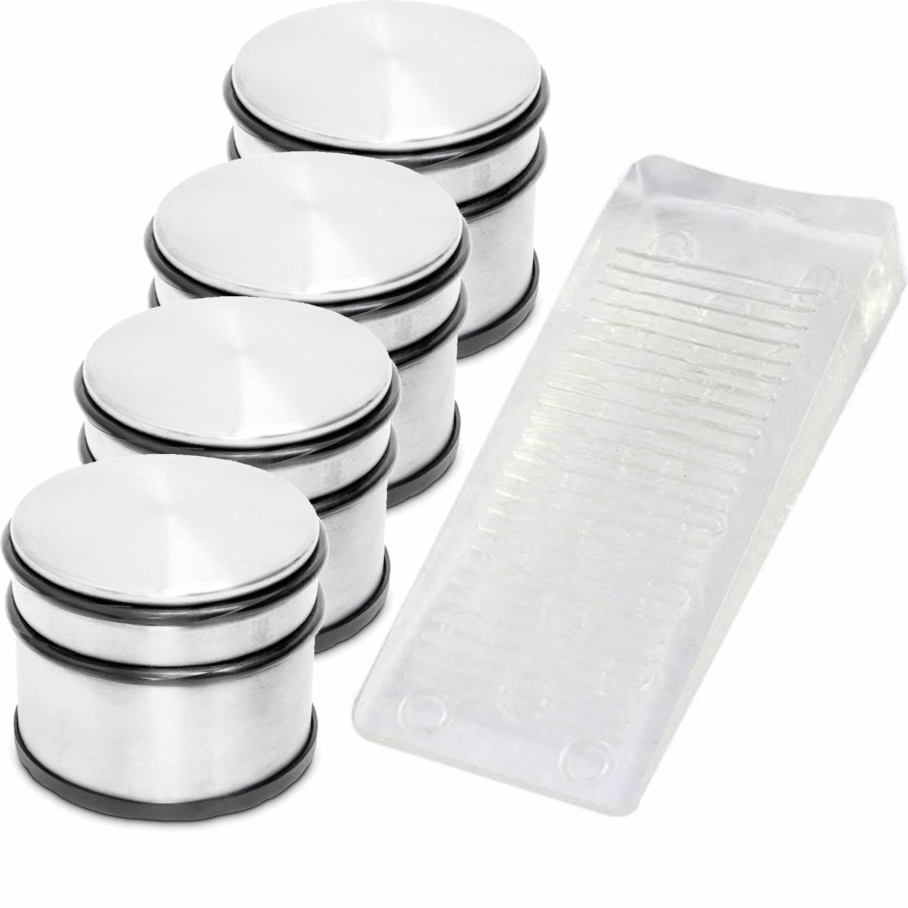 Merkloos 4x Ronde deurstopper 9 x 7.5 cm + gratis deurwig transparant -
