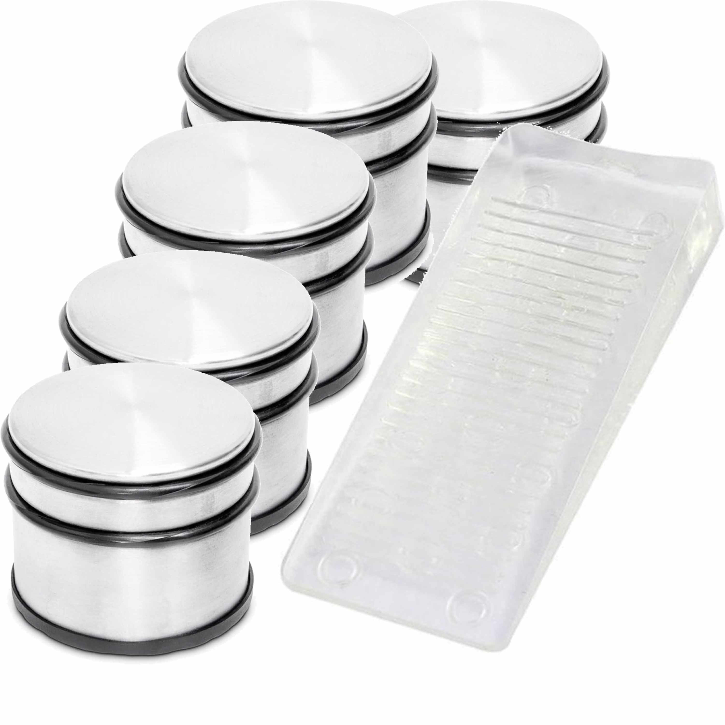 Merkloos 5x Ronde deurstopper 9 x 7.5 cm + gratis deurwig transparant -