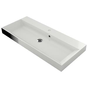 SaniGoods Kolo wastafel 140cm zonder kraangat wit mat