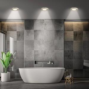 Briloner LED-Einbauleuchte Klira, nickel matt, &Oslash; 9 cm, IP44, 3er