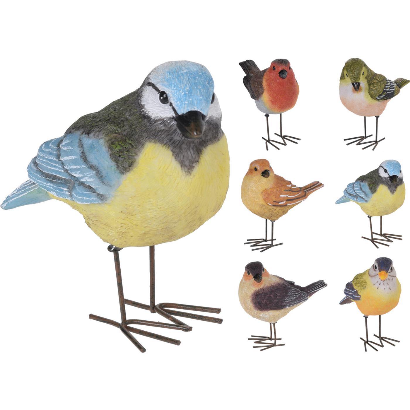 Home & Styling Vogel Polyrsin Met Metalen Poten 10cm In 6 Uitvoeringen