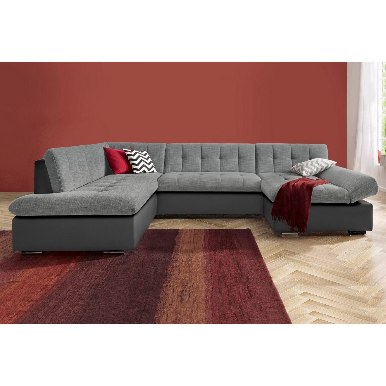 TRENDMANUFAKTUR Zithoek Reggae modern en comfortabel, actuele materiaalcombinatie, U-vorm