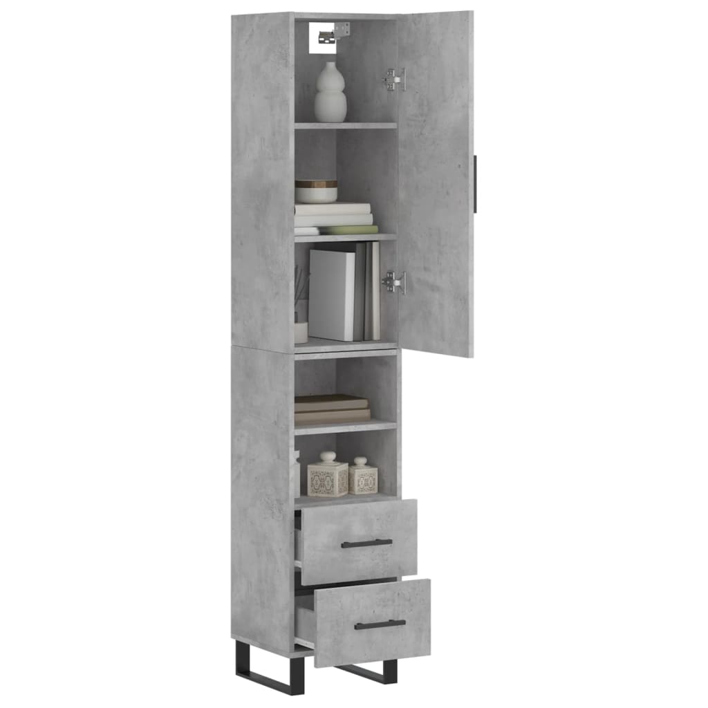 vidaXL Hoge kast 34,5x34x180 cm bewerkt hout betongrijs