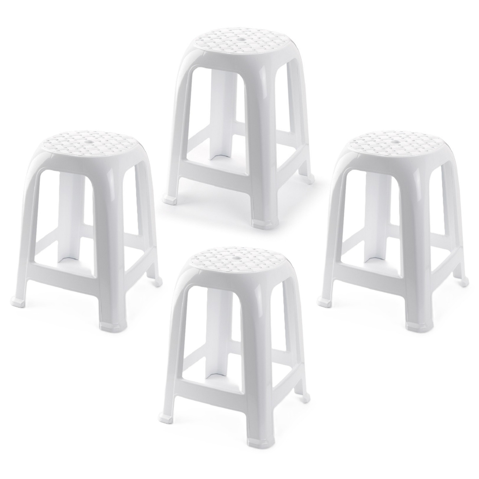 PlasticForte Zit krukjes - 4x - wit - kunststof - x x cm - extra zitplaatsen -
