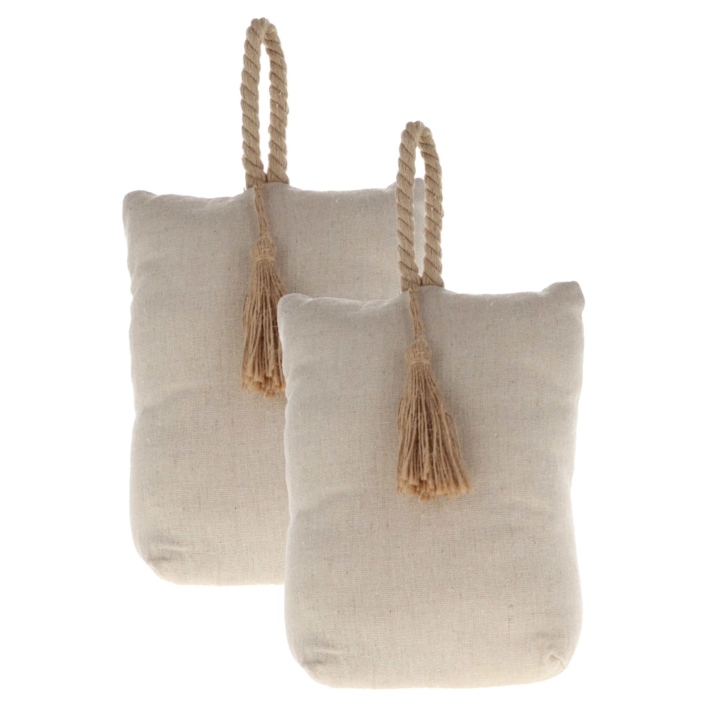 Luance Deurstopper - 2x - 1 kg - off white/ wit- stoffen zak met lus - 17 x 9,5 x 21 cm - deurstop -