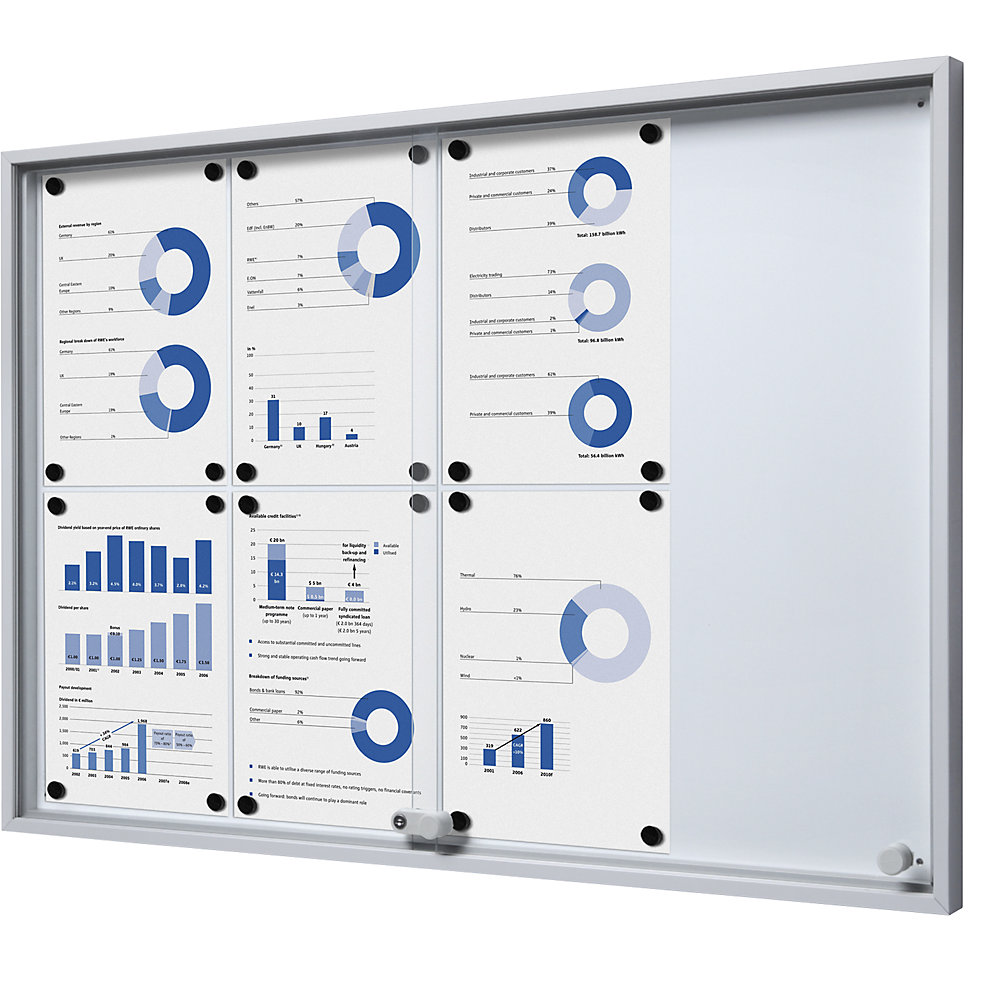 Eurokraft pro Vitrinekast met schuifdeuren, uitwendige afmetingen b x h x d = 906 x 640 x 50 mm, metalen achterwand