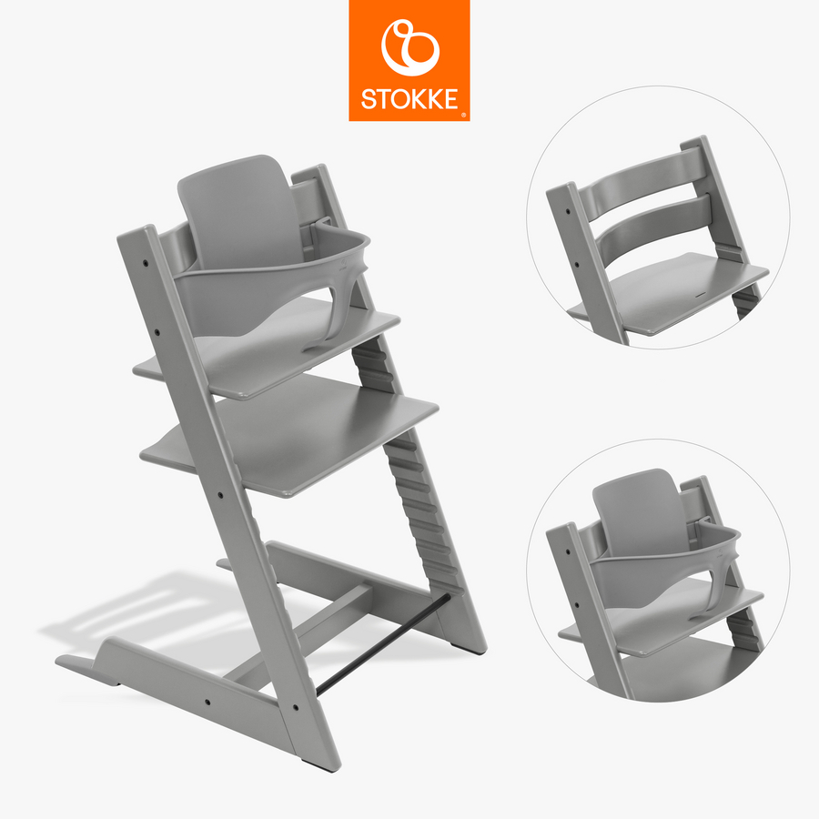 Stokke Tripp Trapp Kinderstoel Beuken Storm Grey incl. Babyset V2 Storm Grey