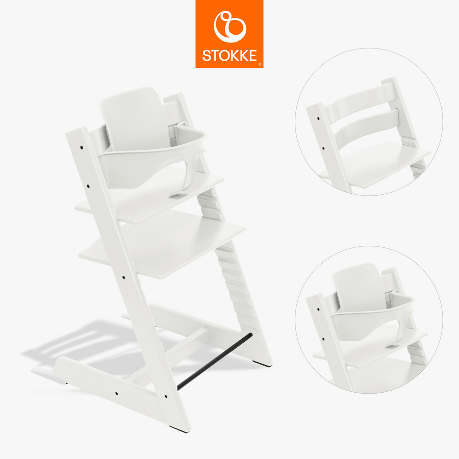 Stokke Tripp Trapp Kinderstoel beuken wit incl. Baby Set V2 wit