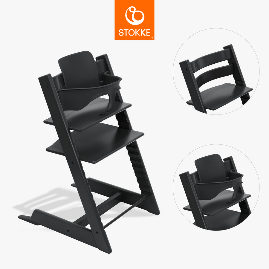 Stokke Tripp Trapp Kinderstoel beuken zwart incl. BabySet V2 zwart