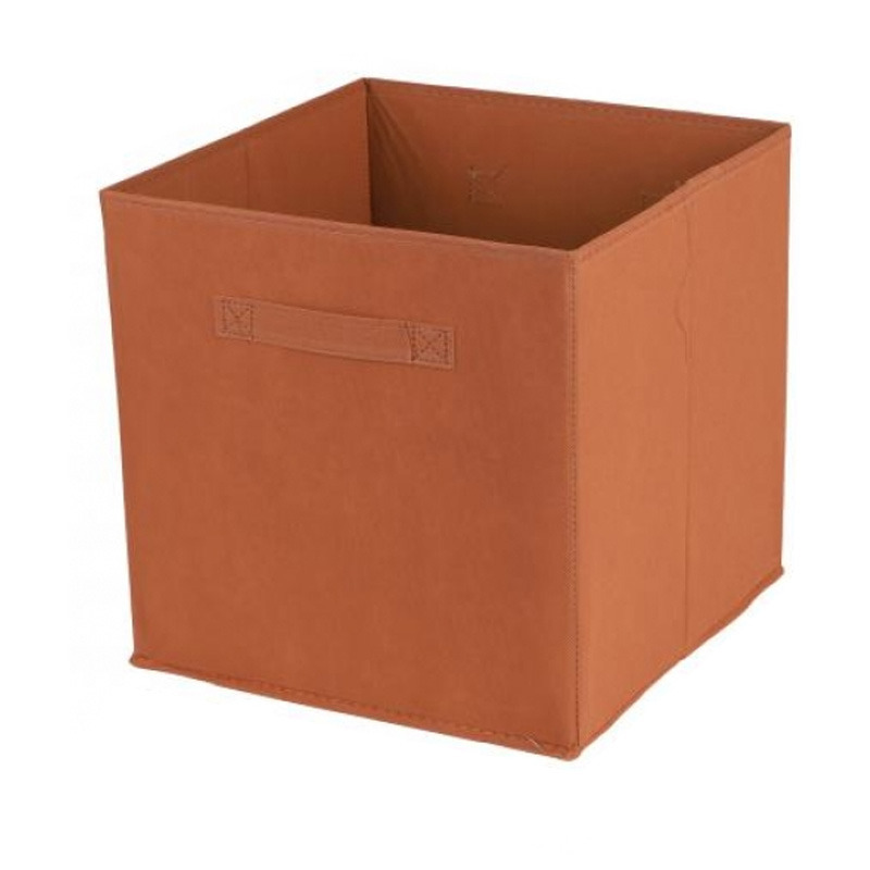 Urban Living Opbergmand/kastmand Square Box - karton/kunststof - 29 liter - oranje - 31 x 31 x 31 cm -