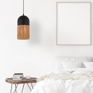 Zambelis H&auml;ngelampe 23071, schwarz/naturfarben, &Oslash;18cm, Metall, Papier