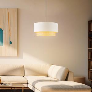 Duolla Hanglamp Boho, Ø 45 cm, 1-lamp crème-wit/rotan