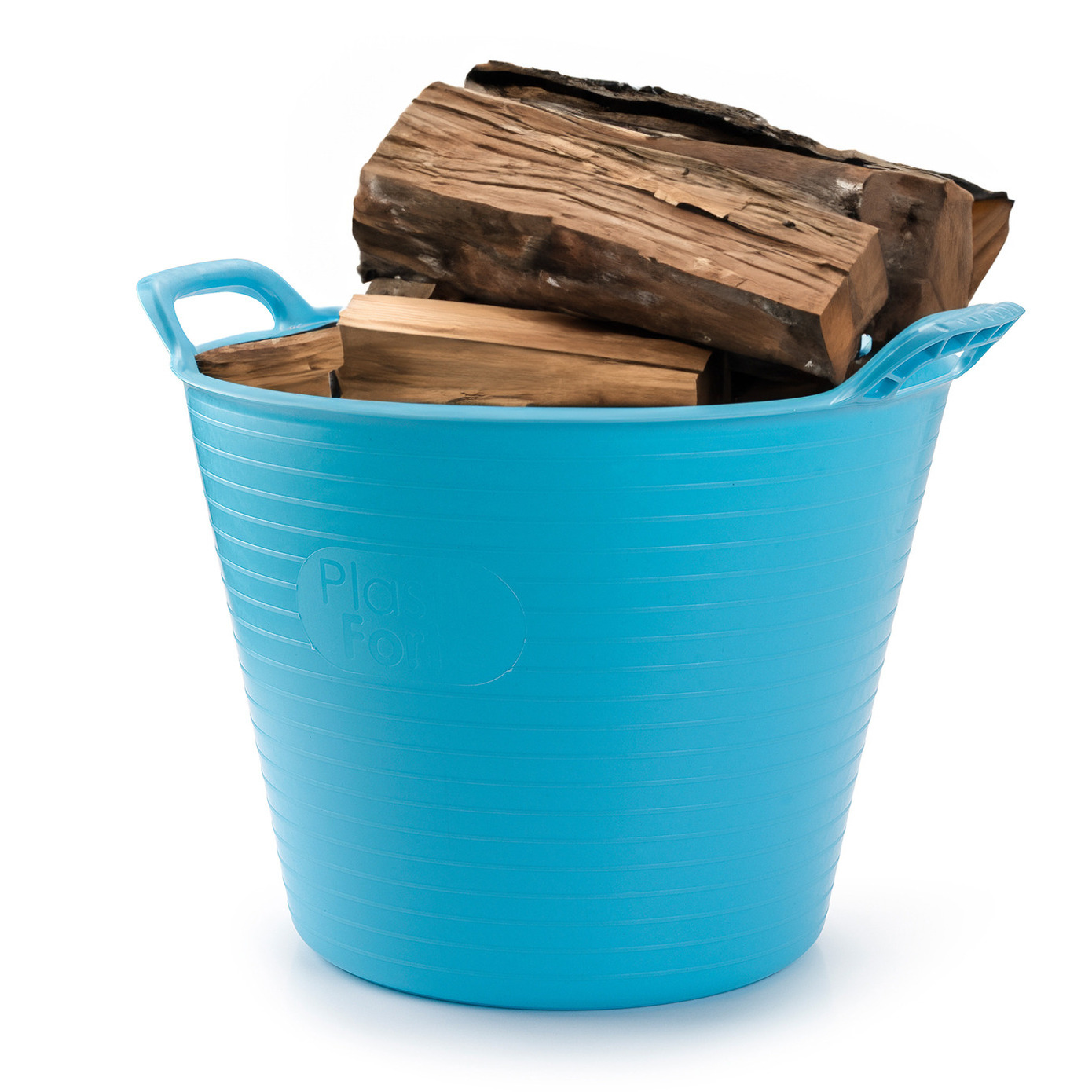Merkloos Haardblokken/houtblokken flexibele emmer/kuip - blauw - liter -38 x 45 cm - eco kunststof -