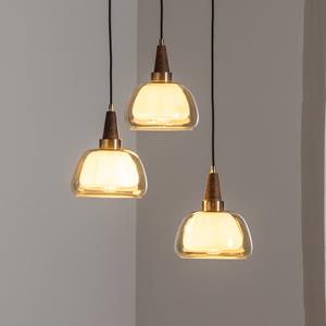 Lucea H&auml;ngeleuchte Ermo, rund, 3-flammig, messing, &Oslash; 47 cm, Glas