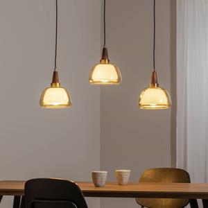 Lucea H&auml;ngeleuchte Ermo, linear, 3-flg, messing, L&auml;nge 81 cm, Glas