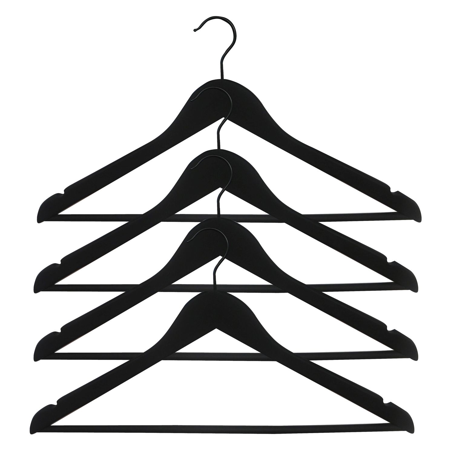 SPACEO Hanger Fsc Hout Soft Touch Zwart 4 Stuks