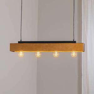 Luminex Deckenlampe Miluza, schwarz/braun, L&auml;nge 76 cm, Holz, 4-flg.