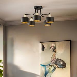 Domiluce Deckenleuchte Helix, schwarz, f&uuml;nfflammig